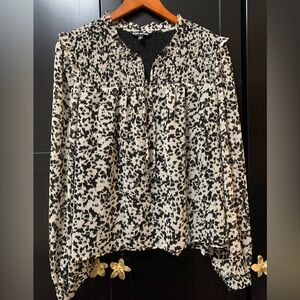 Steve Madden Black and White Blouse, large,classic,office party,holiday